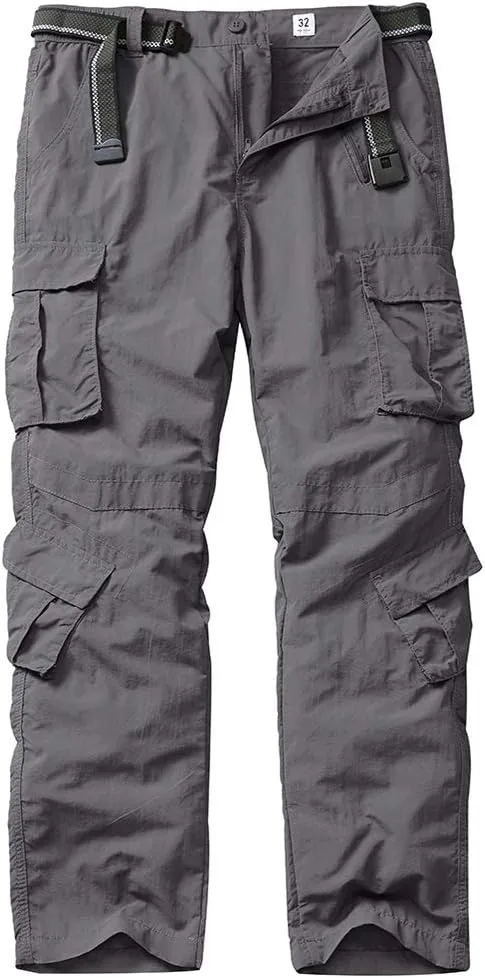 linlon Men's Outdoor Casual Quick Drying Lightweight Hiking Cargo Pants with 8 Pockets