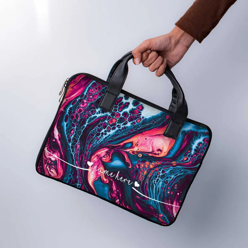 Liquid Psychedelic Custom Name Laptop Sleeve With Handle
