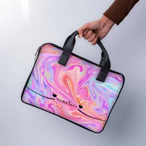 Liquid Swrill Custom Name Laptop Sleeve With Handle