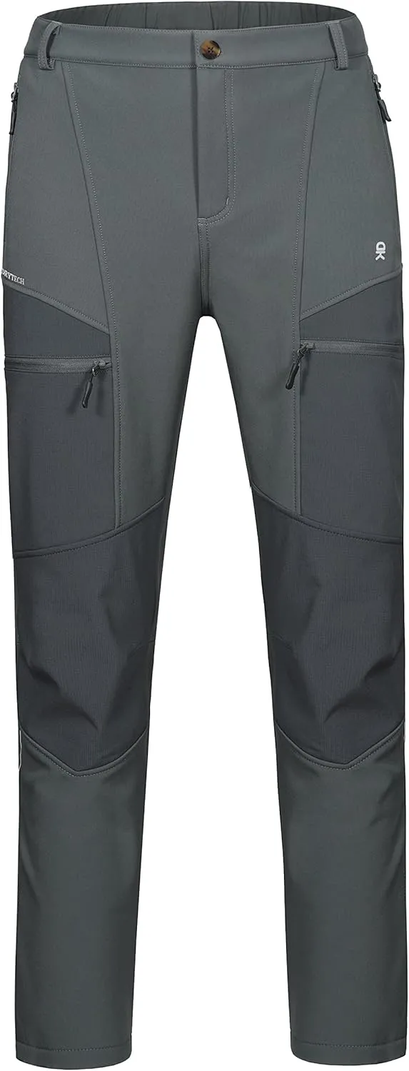 Little Donkey Andy Men's Fleece Lined Hiking Ski Snow Pants, Winter Windproof Softshell Pants, Warm and Water Repellent