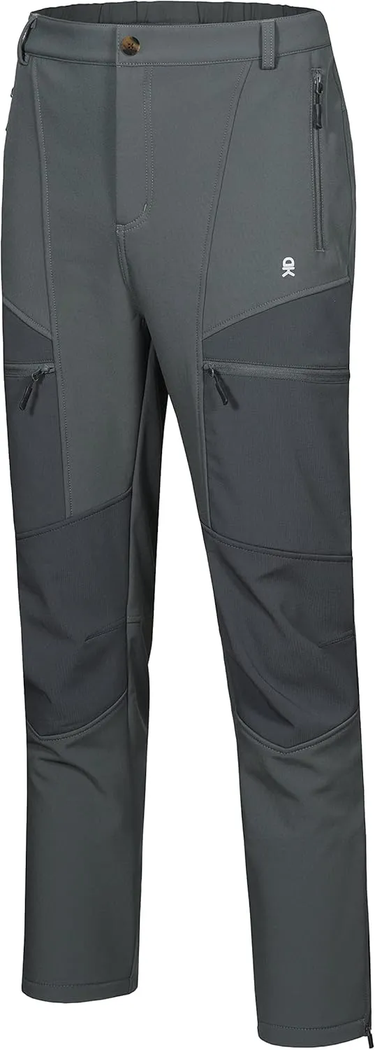 Little Donkey Andy Men's Fleece Lined Hiking Ski Snow Pants, Winter Windproof Softshell Pants, Warm and Water Repellent