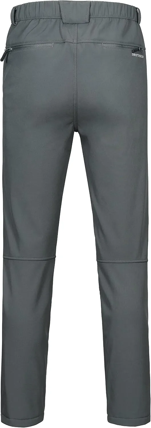 Little Donkey Andy Men's Fleece Lined Hiking Ski Snow Pants, Winter Windproof Softshell Pants, Warm and Water Repellent