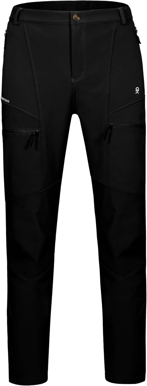 Little Donkey Andy Men's Fleece Lined Hiking Ski Snow Pants, Winter Windproof Softshell Pants, Warm and Water Repellent