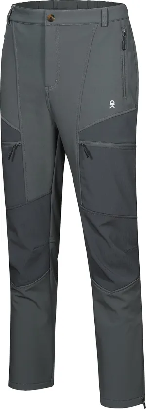 Little Donkey Andy Men's Fleece Lined Hiking Ski Snow Pants, Winter Windproof Softshell Pants, Warm and Water Repellent