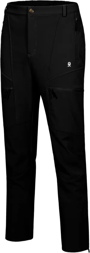 Little Donkey Andy Men's Fleece Lined Hiking Ski Snow Pants, Winter Windproof Softshell Pants, Warm and Water Repellent
