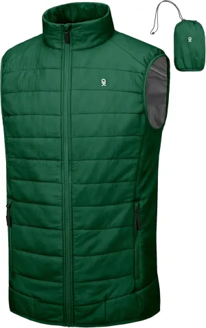 Little Donkey Andy Men's Packable Lightweight Puffer Vest with Recycled Insulation for Running Golf