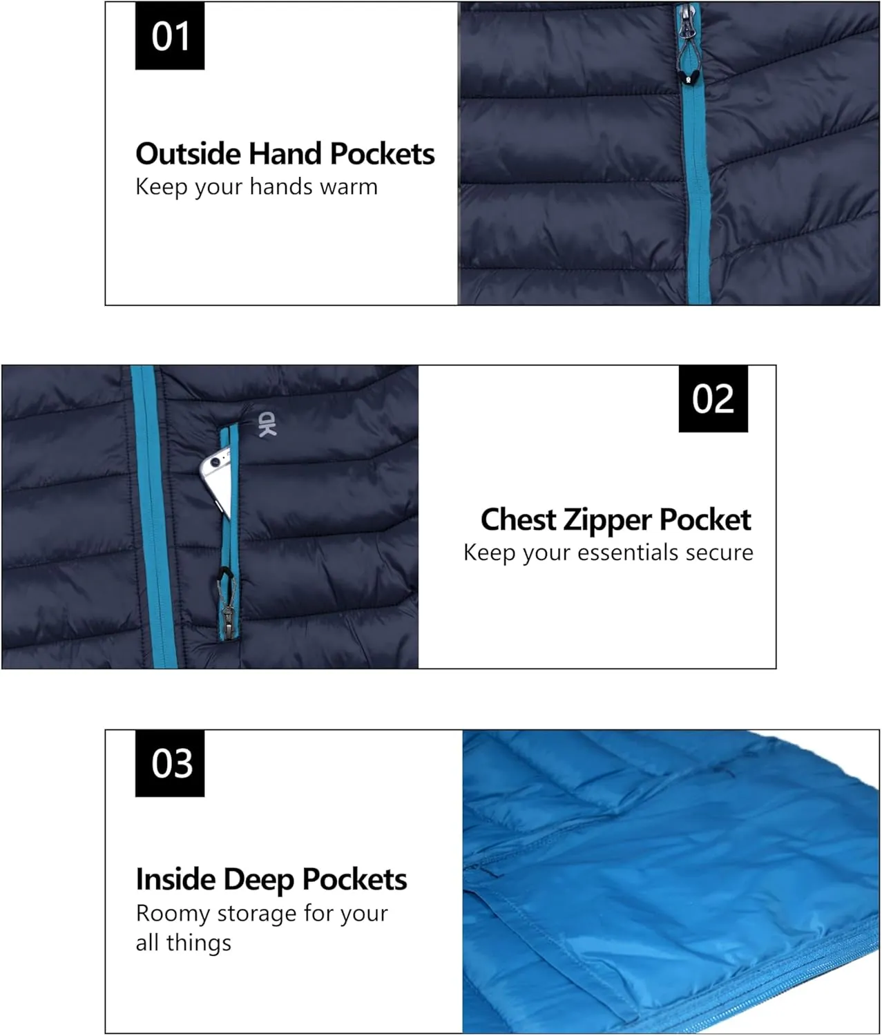 Little Donkey Andy Men's Packable Puffer Jacket Lightweight Hooded Windproof Winter Coat with Recycled Insulation