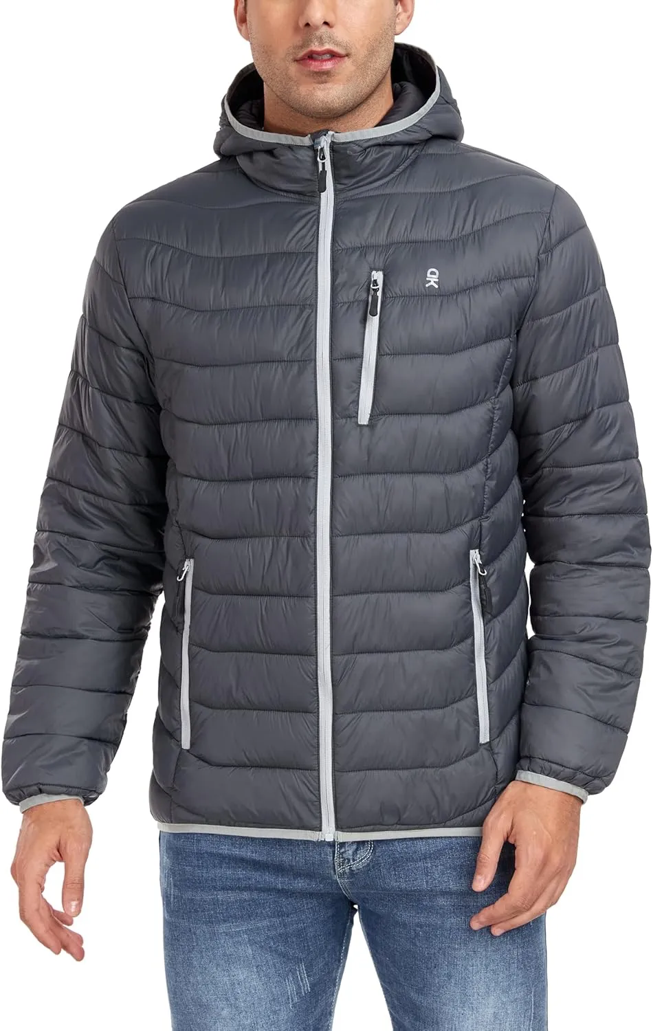 Little Donkey Andy Men's Packable Puffer Jacket Lightweight Hooded Windproof Winter Coat with Recycled Insulation