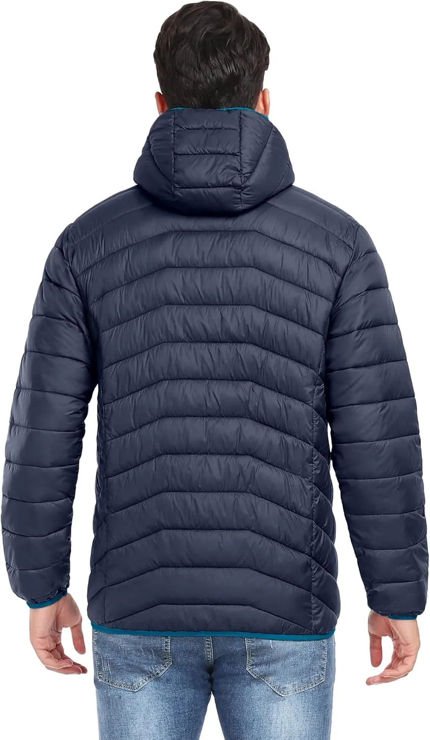 Little Donkey Andy Men's Packable Puffer Jacket Lightweight Hooded Windproof Winter Coat with Recycled Insulation