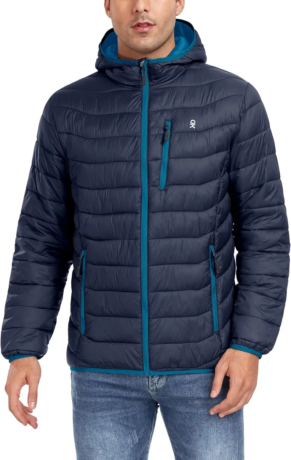 Little Donkey Andy Men's Packable Puffer Jacket Lightweight Hooded Windproof Winter Coat with Recycled Insulation