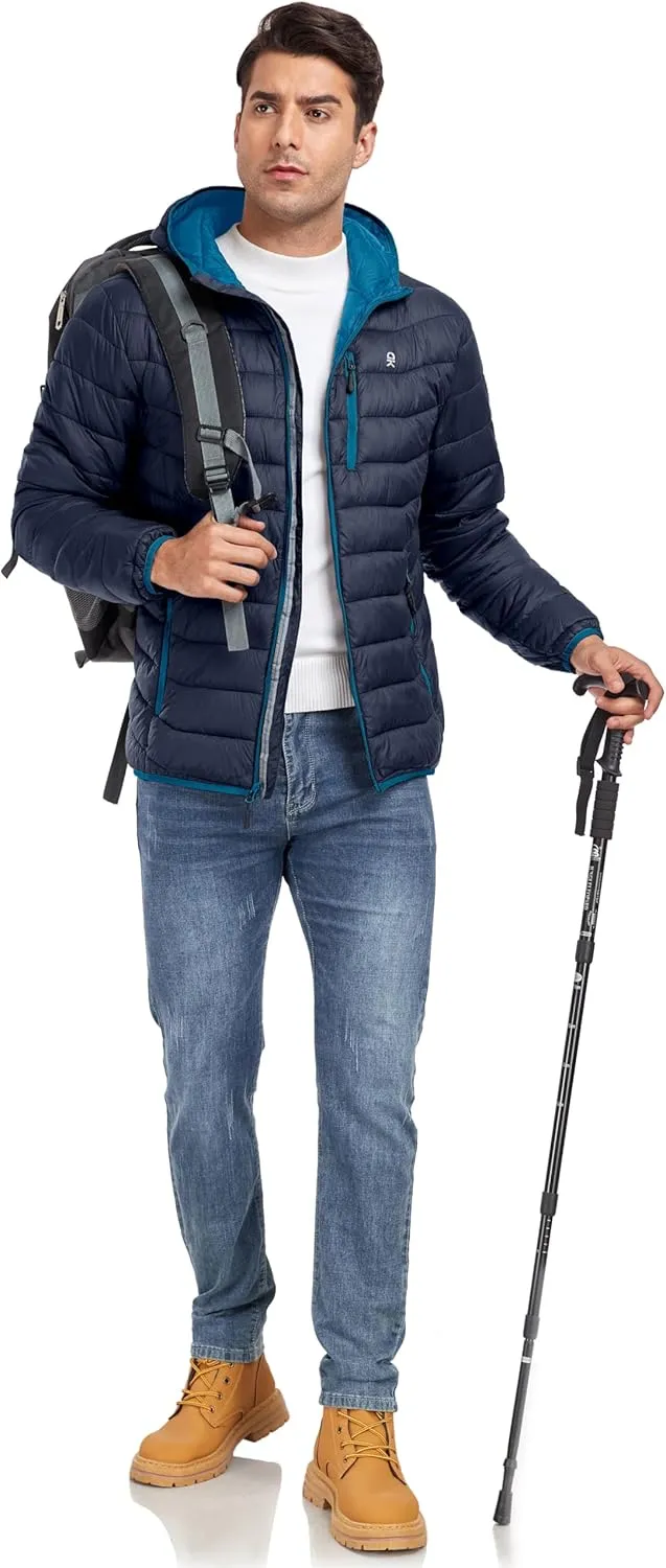 Little Donkey Andy Men's Packable Puffer Jacket Lightweight Hooded Windproof Winter Coat with Recycled Insulation