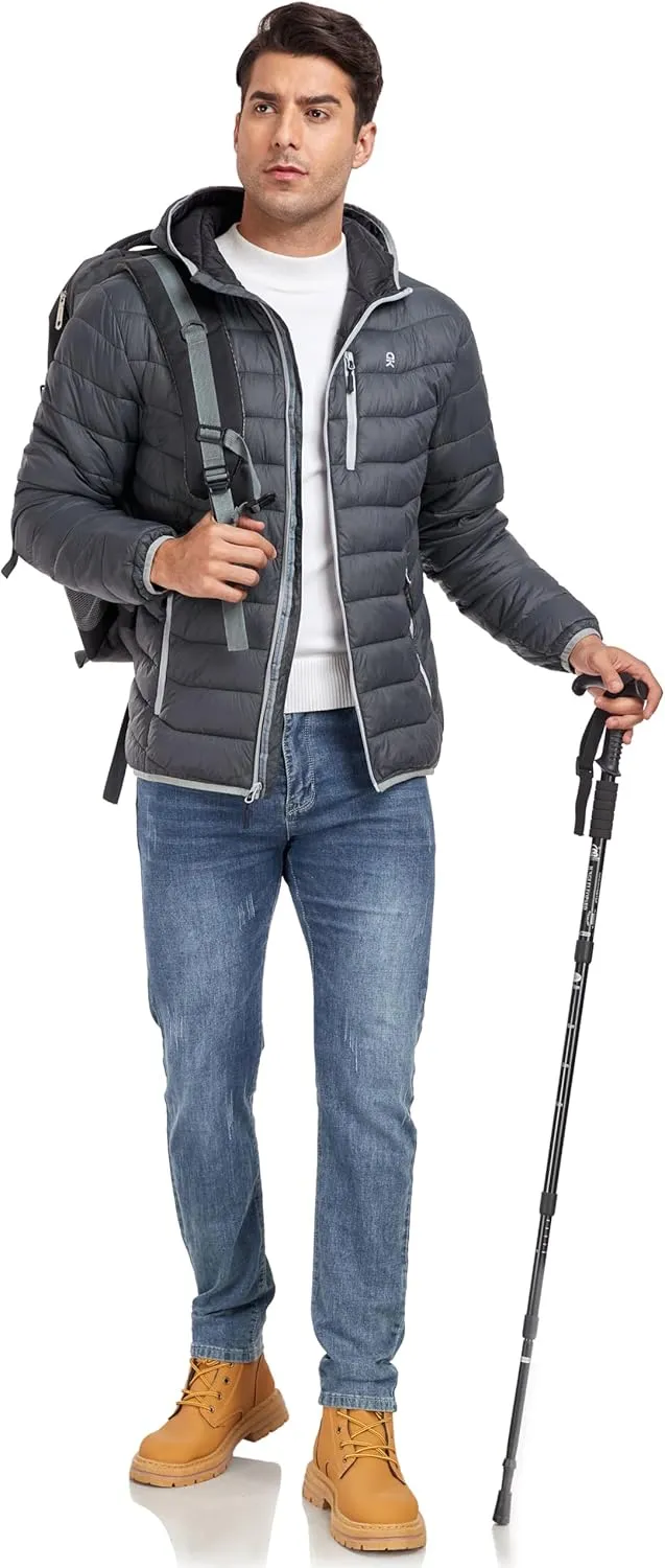 Little Donkey Andy Men's Packable Puffer Jacket Lightweight Hooded Windproof Winter Coat with Recycled Insulation