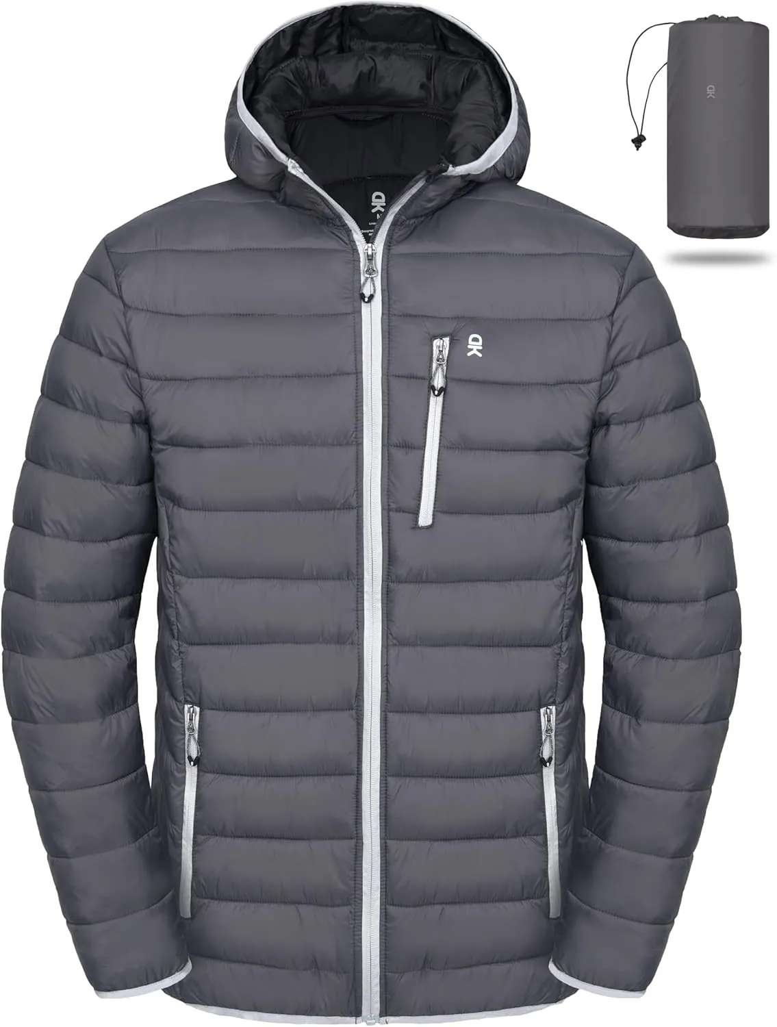 Little Donkey Andy Men's Packable Puffer Jacket Lightweight Hooded Windproof Winter Coat with Recycled Insulation