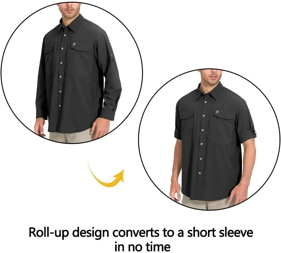 Little Donkey Andy Men's Quick-Dry Stretch Long Sleeve Shirt for Hiking, Travel