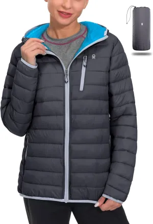 Little Donkey Andy Women's Packable Lightweight Puffer Jacket Hooded Windproof Winter Coat with Recycled Insulation