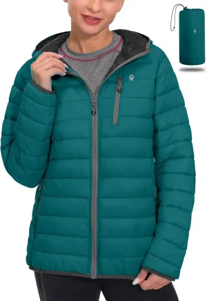 Little Donkey Andy Women's Packable Lightweight Puffer Jacket Hooded Windproof Winter Coat with Recycled Insulation