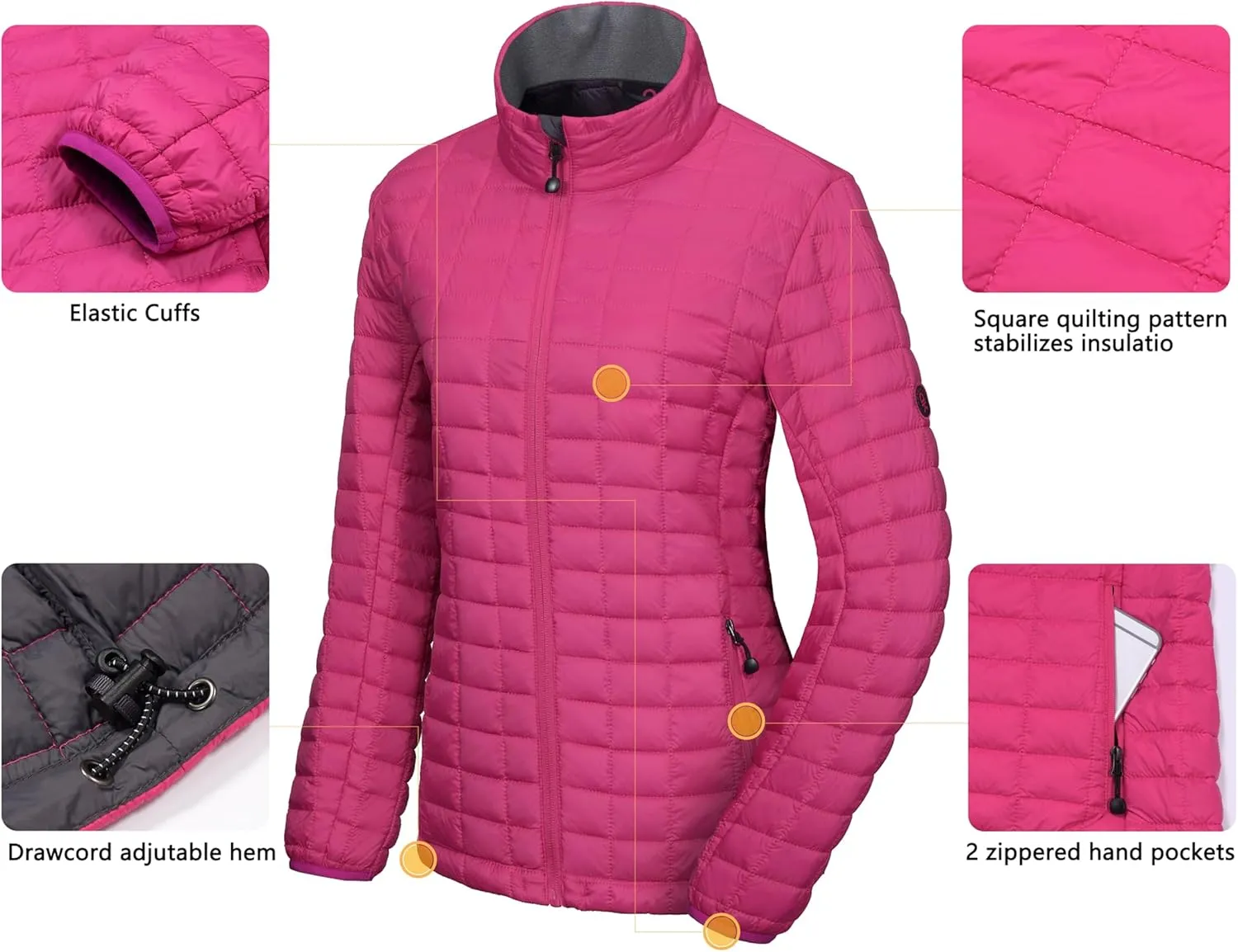 Little Donkey Andy Women's Puffer Jacket, Lightweight Warm Hiking Jacket with Post-Consumer Synthetic Insulation