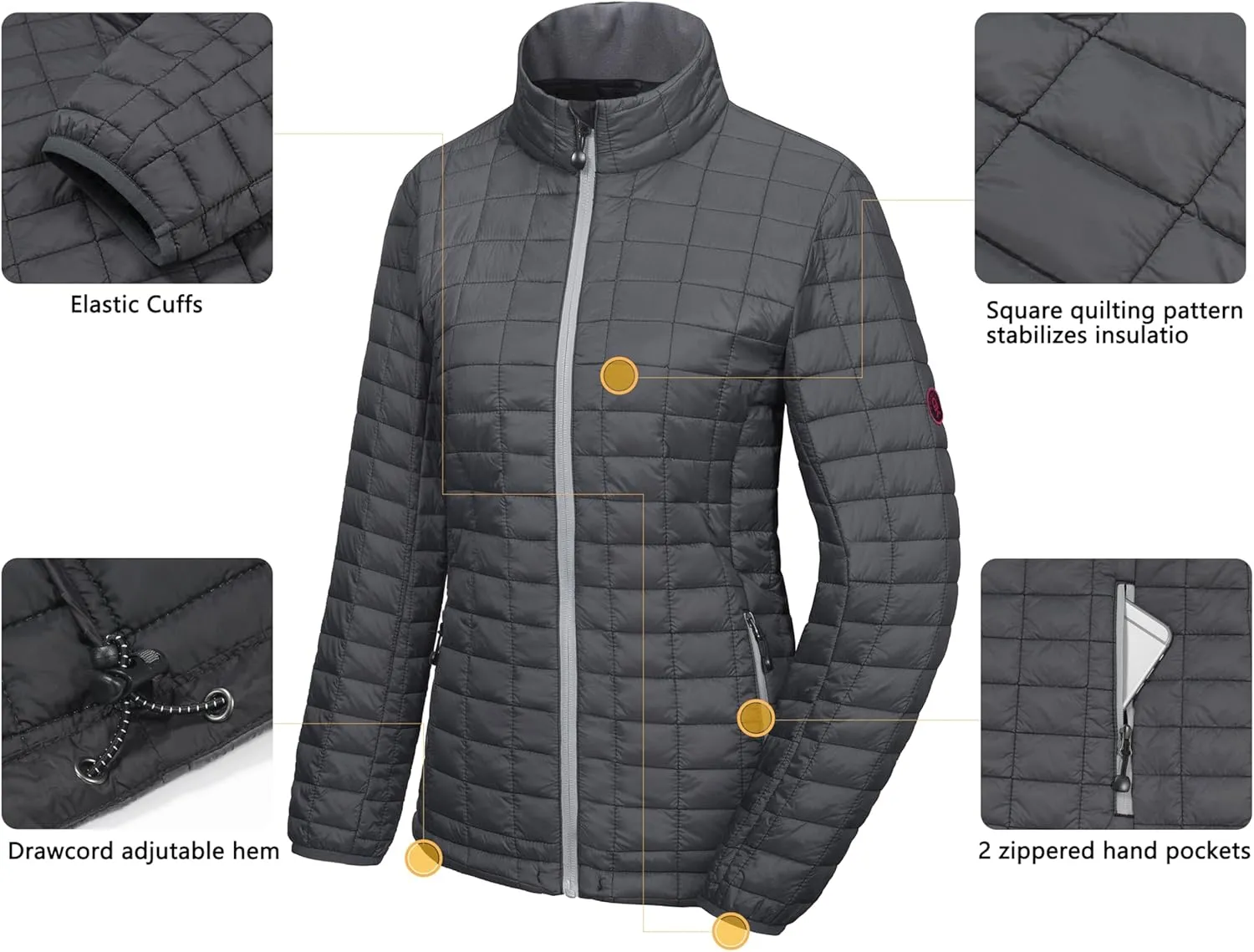 Little Donkey Andy Women's Puffer Jacket, Lightweight Warm Hiking Jacket with Post-Consumer Synthetic Insulation