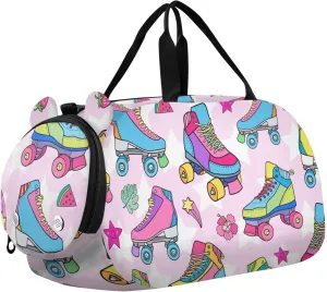 Lovely Roller Skates Pattern Duffel Bags for Boys Small Gym Bags for Teens Dance Bag for Girls