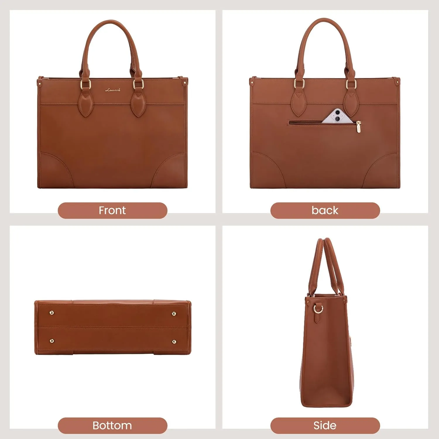 LOVEVOOK Laptop Bag for Women 15.6 inch,Professional Canvas Work Bags Laptop Tote Bag with Cup Holder,Waterproof Laptop Purse Work Tote Computer Briefcase Crossbody Handbag for Teacher Office Travel