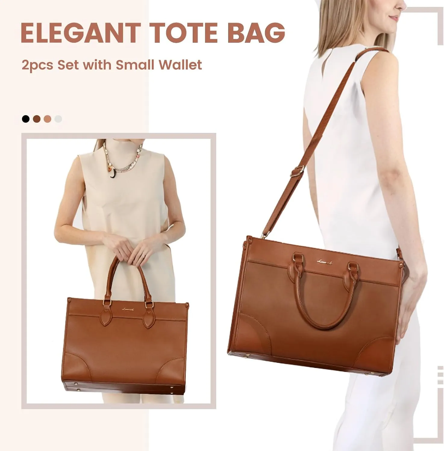 LOVEVOOK Laptop Bag for Women 15.6 inch,Professional Canvas Work Bags Laptop Tote Bag with Cup Holder,Waterproof Laptop Purse Work Tote Computer Briefcase Crossbody Handbag for Teacher Office Travel