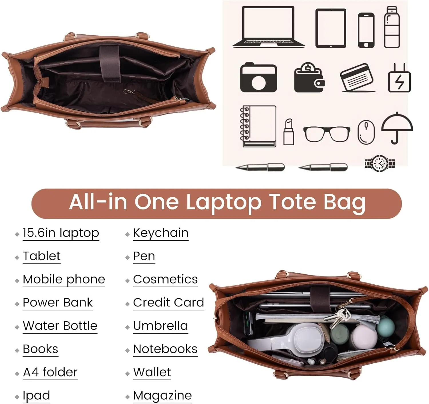 LOVEVOOK Laptop Bag for Women 15.6 inch,Professional Canvas Work Bags Laptop Tote Bag with Cup Holder,Waterproof Laptop Purse Work Tote Computer Briefcase Crossbody Handbag for Teacher Office Travel