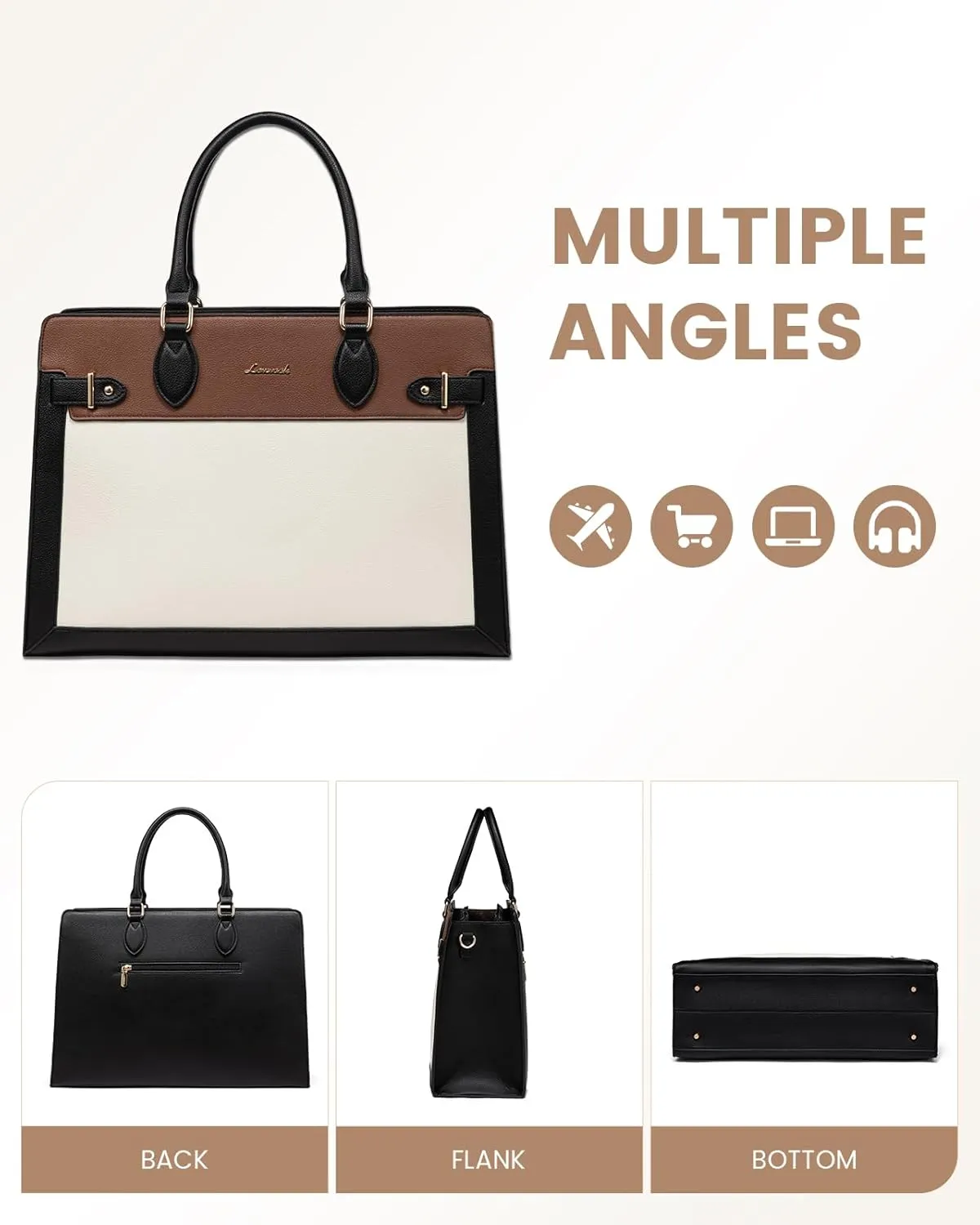LOVEVOOK Laptop Bag for Women 17 Inch Work Tote, Business Computer Briefcase, PU Leather Tote Bag for Teacher, Large Office Shoulder Purse