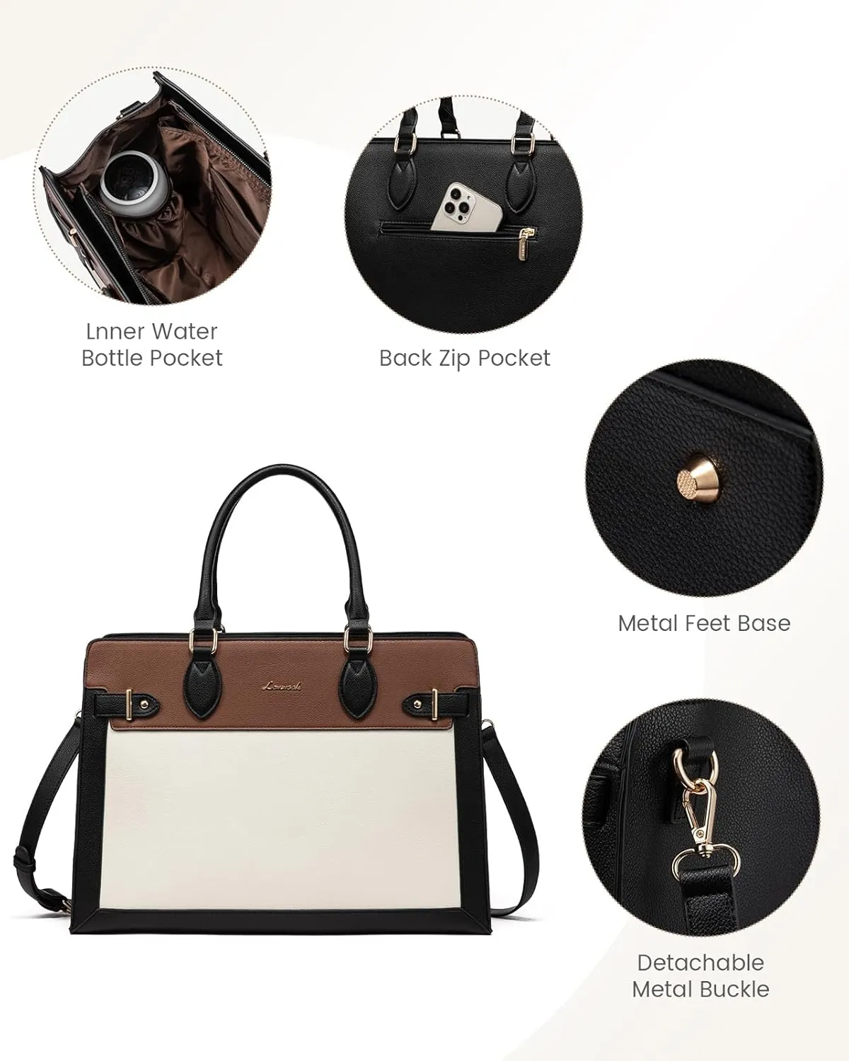 LOVEVOOK Laptop Bag for Women 17 Inch Work Tote, Business Computer Briefcase, PU Leather Tote Bag for Teacher, Large Office Shoulder Purse