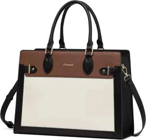 LOVEVOOK Laptop Bag for Women 17 Inch Work Tote, Business Computer Briefcase, PU Leather Tote Bag for Teacher, Large Office Shoulder Purse