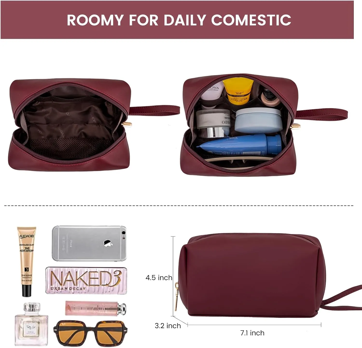 LOVEVOOK Laptop Tote for Women - 15.6 inch Lightweight PU Laptop Bag, Large Capacity Computer Bag with Clutch Purse for Business, Work, Office, Travel, Claret
