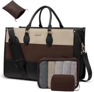 LOVEVOOK Weekender Bags for Women 18-21" Large Capacity Dual Material All-In-One Travel Duffle Carry On Bag with Laptop Compartment, Wet/Dry Separation for Overnight/Gym 1 Shoe Organizer, 2 Pockets