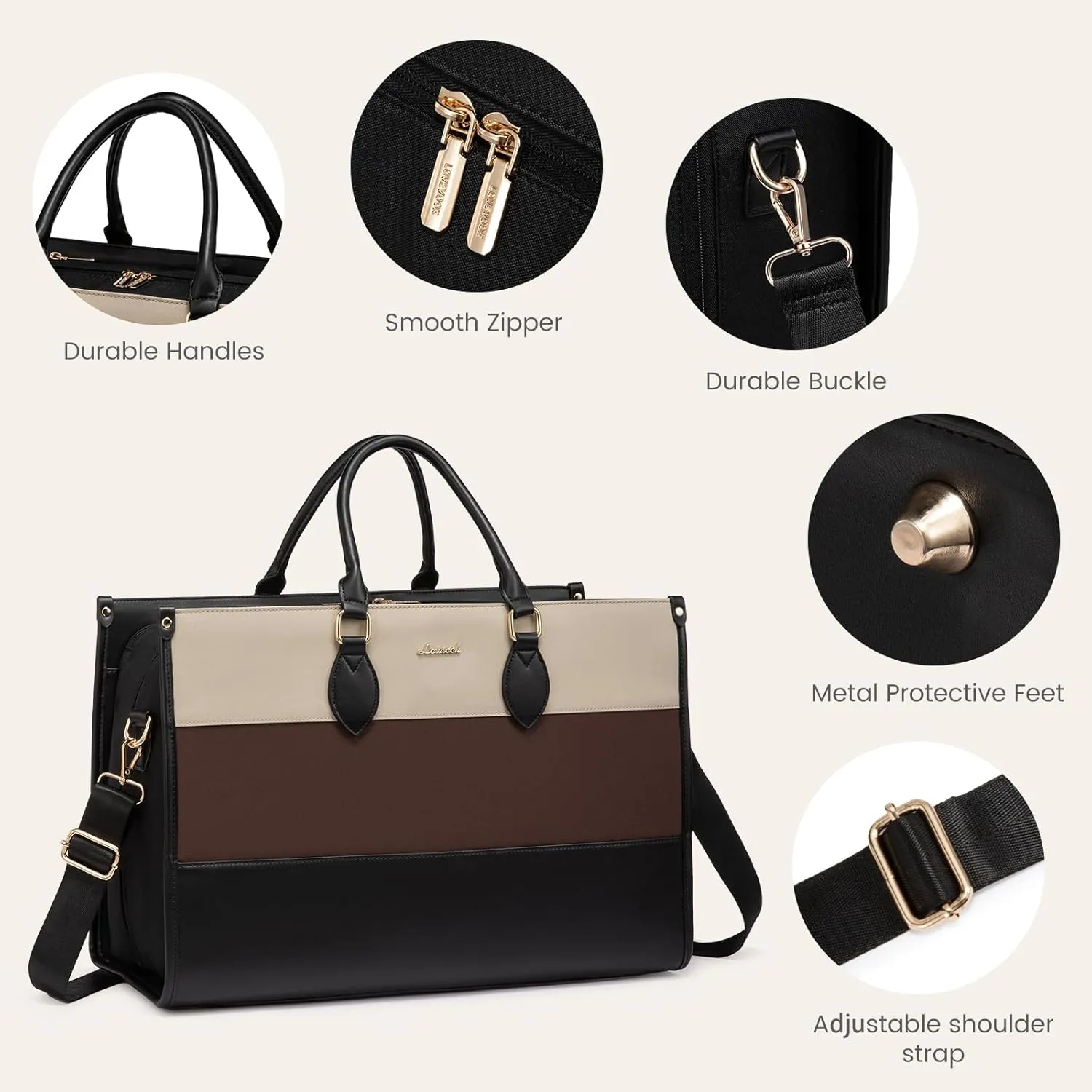 LOVEVOOK Weekender Bags for Women 18-21" Large Capacity Dual Material All-In-One Travel Duffle Carry On Bag with Laptop Compartment, Wet/Dry Separation for Overnight/Gym 1 Shoe Organizer, 2 Pockets