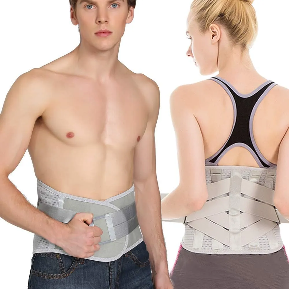 Lower Back Braces for Back Pain Relief - Compression Belt for Men & Women - Lumbar Support Waist Backbrace for Herniated Disc, Sciatica, Scoliosis - Breathable Mesh Design, Adjustable Straps (L, Gray)