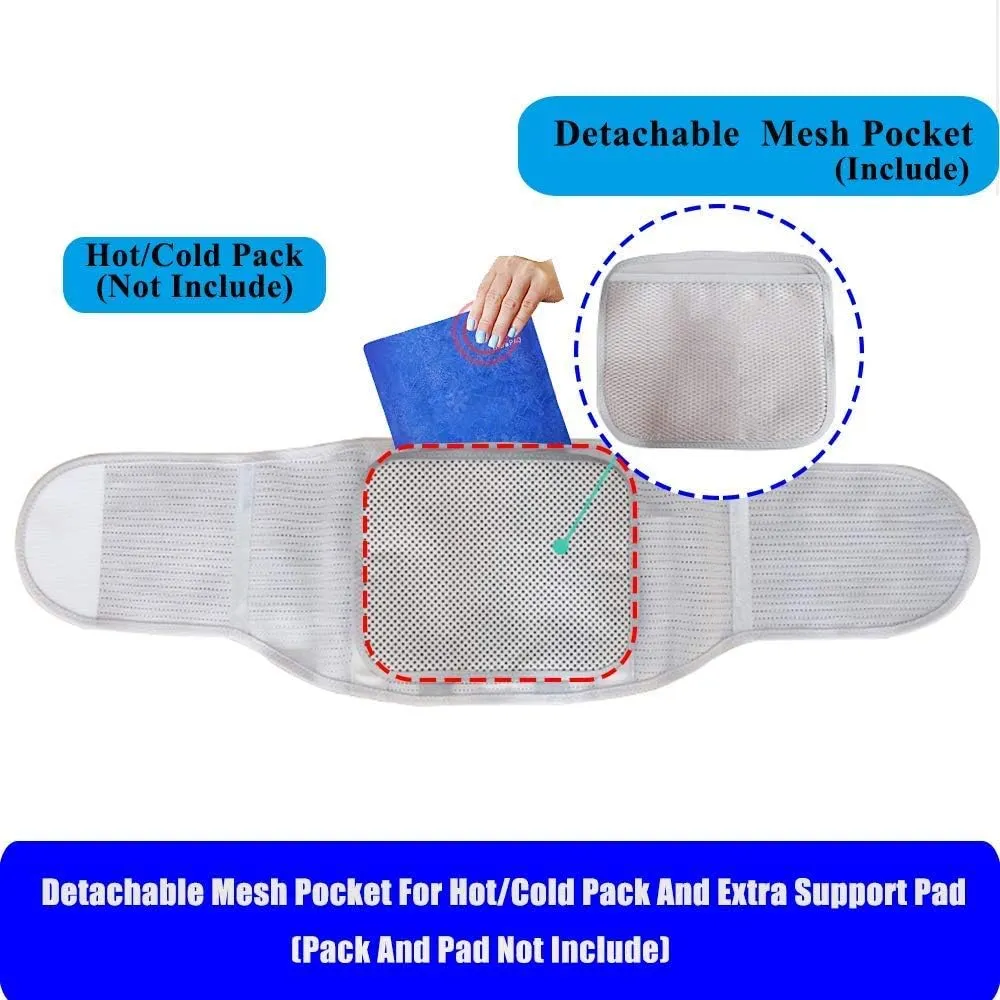 Lower Back Braces for Back Pain Relief - Compression Belt for Men & Women - Lumbar Support Waist Backbrace for Herniated Disc, Sciatica, Scoliosis - Breathable Mesh Design, Adjustable Straps (L, Gray)