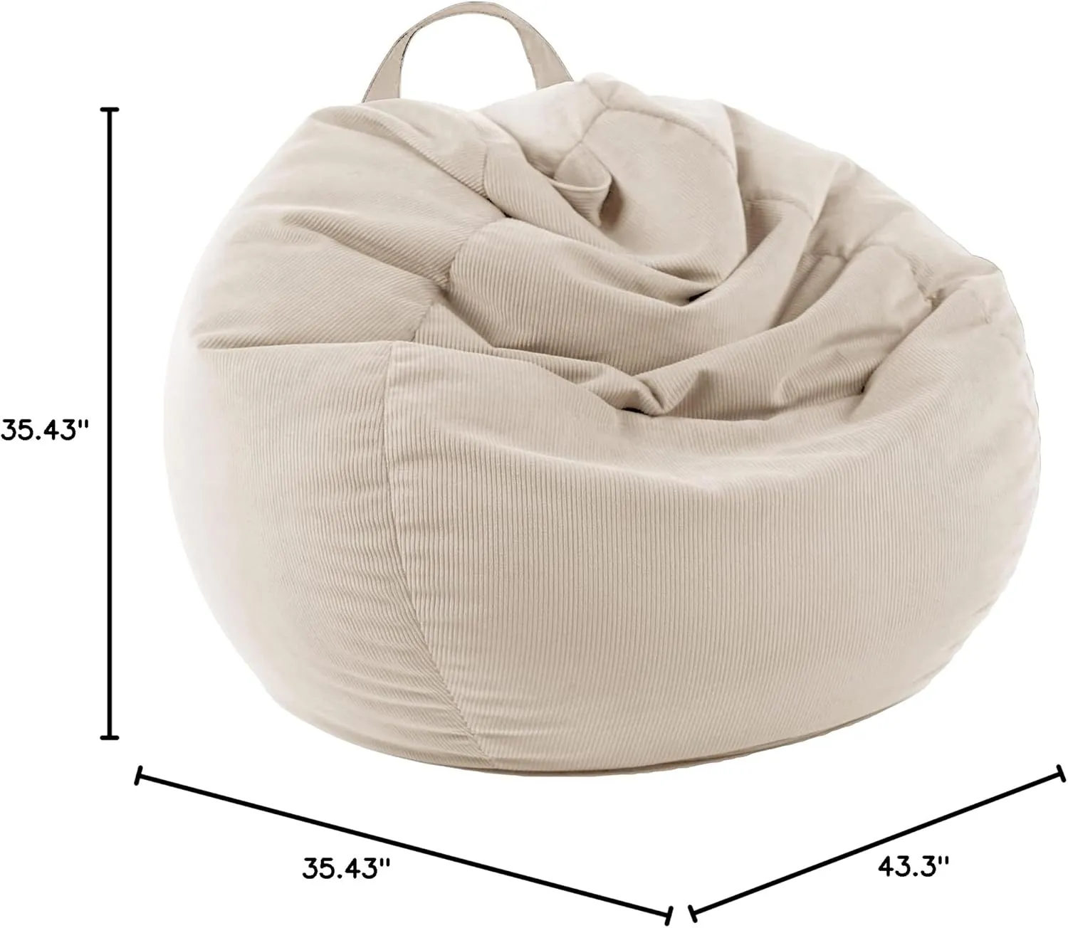 LPMOERA Stuffed Animal Storage Bean Bag Chair Cover (No Filler) for Kids and Adults.Pets Dogs/Cats Lazy Beds.Soft Stuffable Bean Bag for Organizing Children Plush Toys or Memory Foam Cream White L