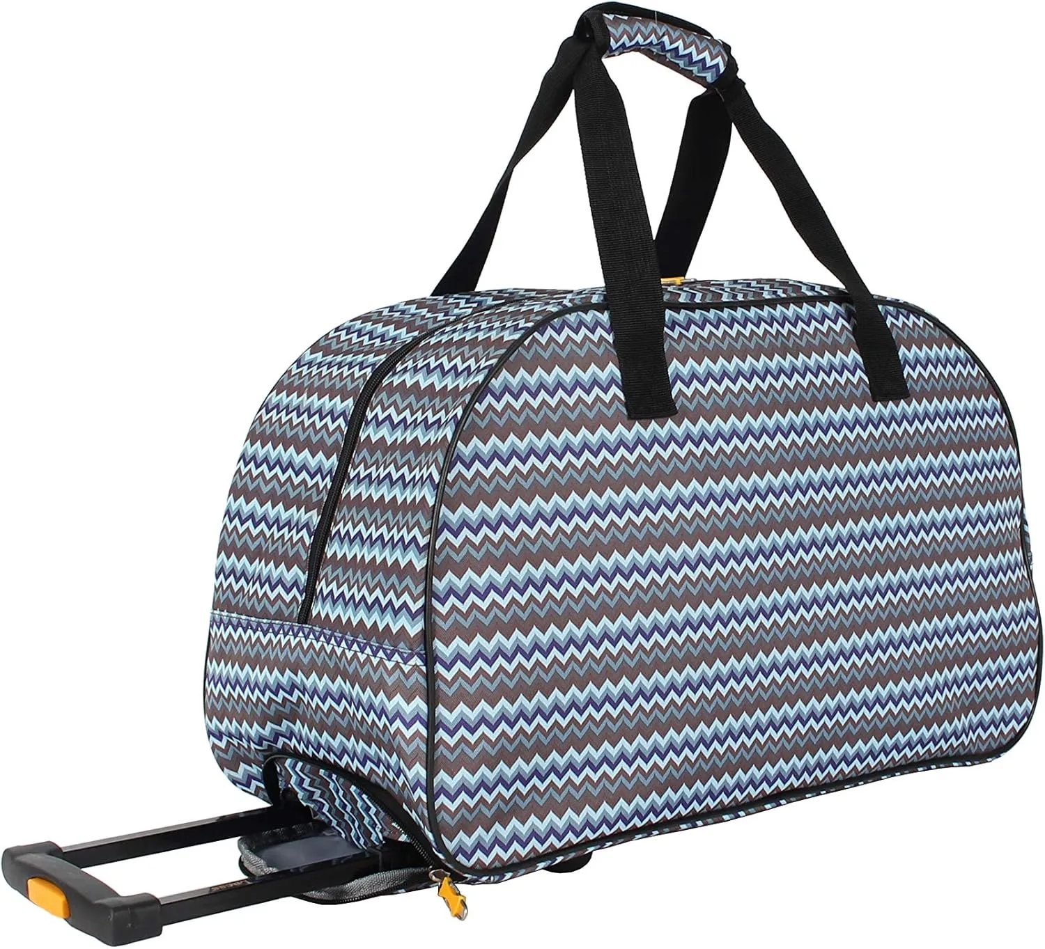 Lucas Designer Carry On Luggage Collection - Lightweight Pattern 22 Inch Duffel Bag- Weekender Overnight Business Travel Suitcase with 2- Rolling Wheels (Poly Brown)