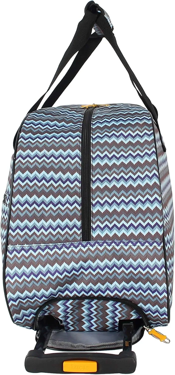 Lucas Designer Carry On Luggage Collection - Lightweight Pattern 22 Inch Duffel Bag- Weekender Overnight Business Travel Suitcase with 2- Rolling Wheels (Poly Brown)