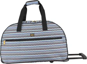 Lucas Designer Carry On Luggage Collection - Lightweight Pattern 22 Inch Duffel Bag- Weekender Overnight Business Travel Suitcase with 2- Rolling Wheels (Poly Brown)