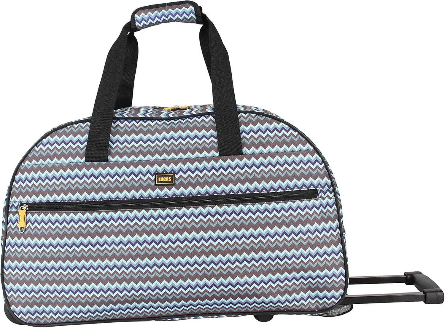 Lucas Designer Carry On Luggage Collection - Lightweight Pattern 22 Inch Duffel Bag- Weekender Overnight Business Travel Suitcase with 2- Rolling Wheels (Poly Brown)