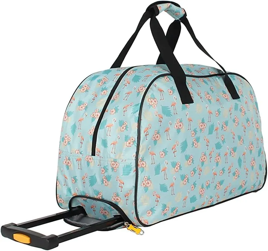 LUCAS Designer Carry On Luggage Collection - Lightweight Pattern 22 Inch Duffel Bag- Weekender Overnight Business Travel Suitcase with 2- Rolling Wheels (SEA FORM)