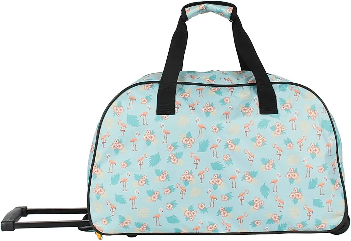 LUCAS Designer Carry On Luggage Collection - Lightweight Pattern 22 Inch Duffel Bag- Weekender Overnight Business Travel Suitcase with 2- Rolling Wheels (SEA FORM)