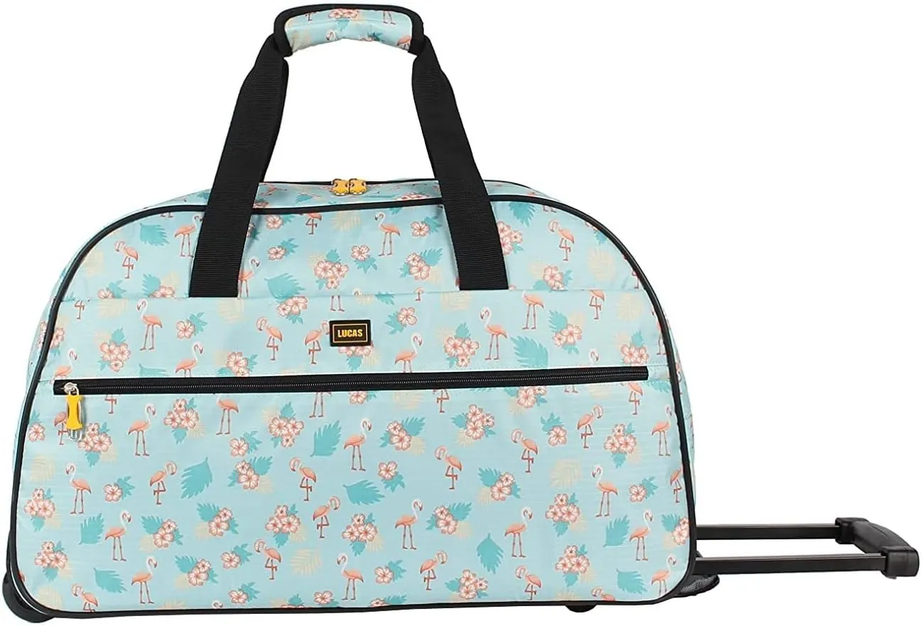 LUCAS Designer Carry On Luggage Collection - Lightweight Pattern 22 Inch Duffel Bag- Weekender Overnight Business Travel Suitcase with 2- Rolling Wheels (SEA FORM)