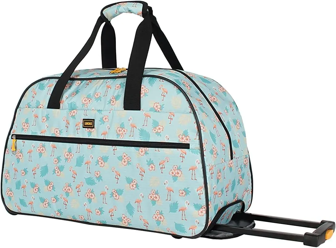 LUCAS Designer Carry On Luggage Collection - Lightweight Pattern 22 Inch Duffel Bag- Weekender Overnight Business Travel Suitcase with 2- Rolling Wheels (SEA FORM)