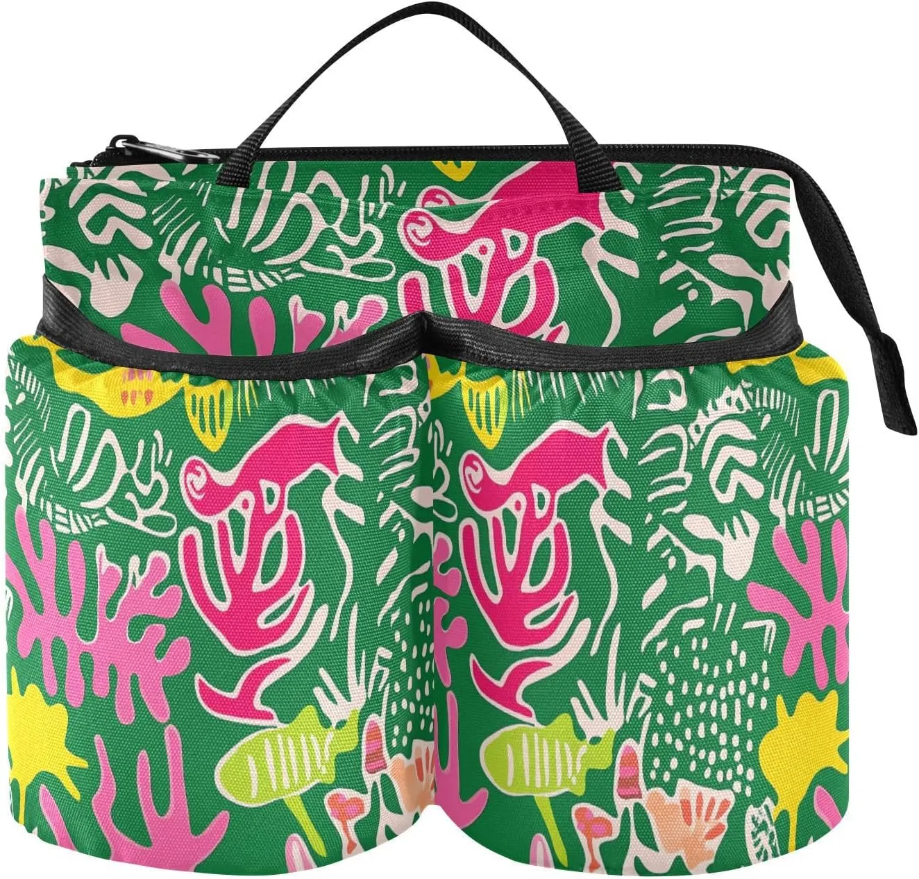 Luggage Cup Phone Holder Unique Green Corals Caddy with Handle Travel Accessories Gift Airplane Travelers