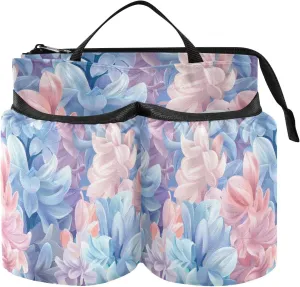 Luggage Drink Holder Foldable Hyacinth Flower Pastel Colors Pink Light Blue Coffe Holder Suitcase Travel Accessories Gift Flight Attendants Businessmen Travelers