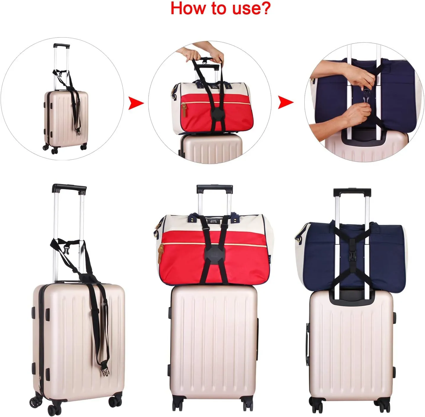 Luggage Straps Bag Bungees for Add a Bag Easy to Travel Suitcase Elastic Strap Belt