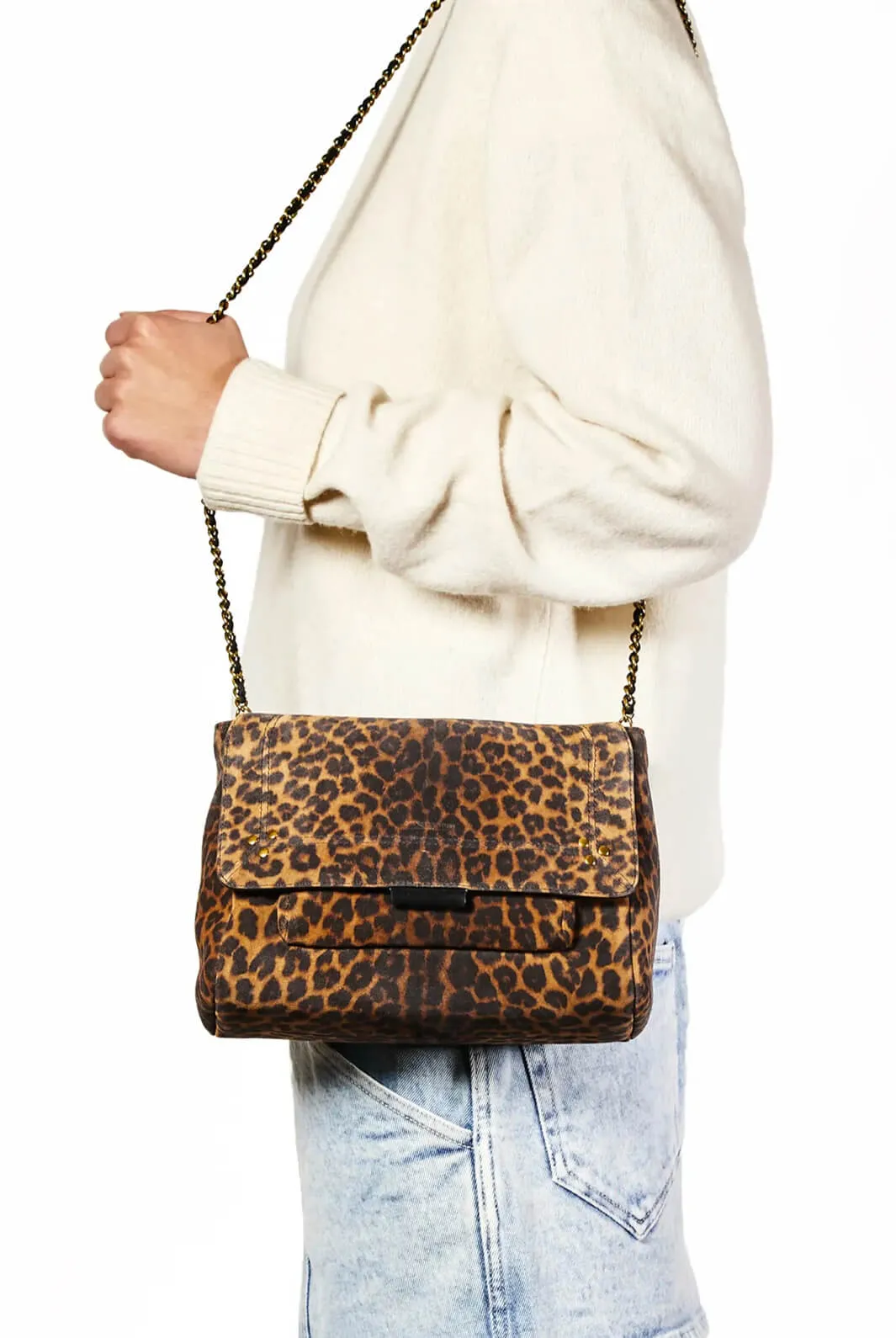 Lulu M Léopard chamois split suede