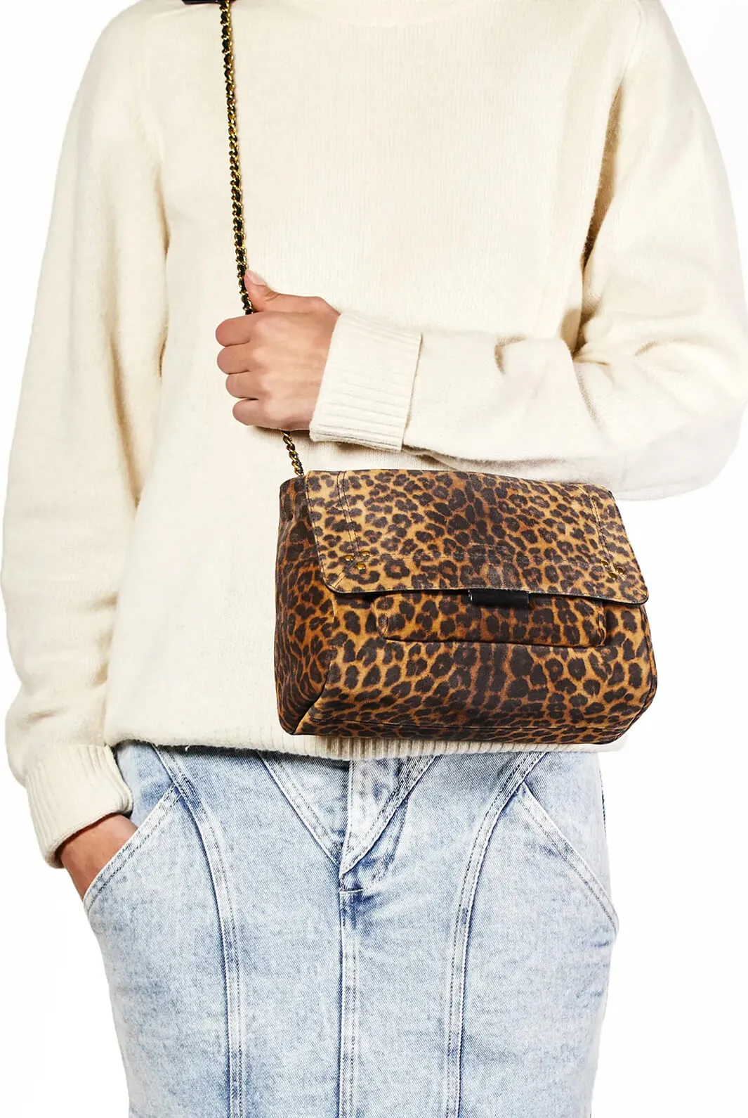 Lulu M Léopard chamois split suede