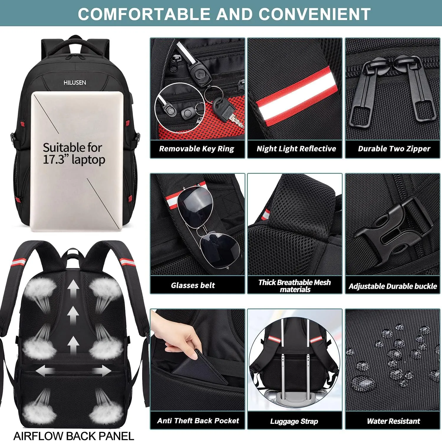 Lunch Bag Backpack, Insulated Cooler Lunch Box Backpack, Extra Large 17inch Travel Laptop Backpack 50L with USB Charging Port, Water Resistant Big work Backpack for Men Women , Grey