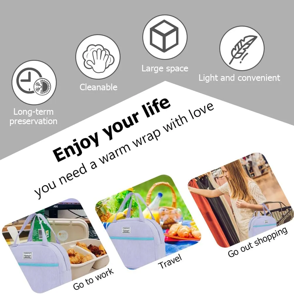 Lunch Bag Reusable Insulated Tote Lunch Bag for Women/Men Cooler Lunch Box Adult Water Resistant Work Picnic Beach or Travel